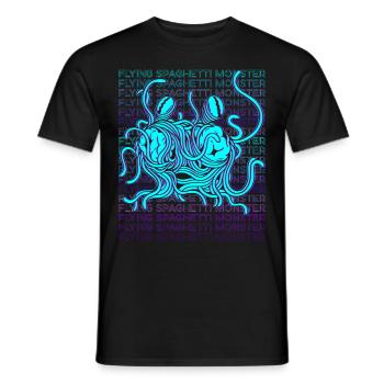Flying Spaghetti Monster Pastafari FSM Atheist Ges - Men's T-Shirt - black - Front - AI Model Male 178 light (178cm)