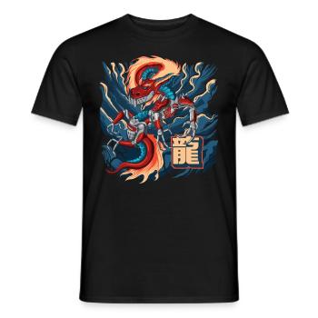 Cyborg Dragon Japanese Cyber-Punk Cyber-Aesthetic - Men's T-Shirt - black - Front - AI Model Male 178 light (178cm)