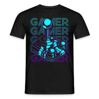 Gamer Video Gaming Joystick Retro - Men's T-Shirt - black - Front - AI Model Male 178 light (178cm)