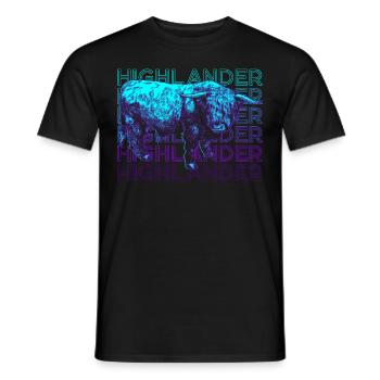 Highlander Scottish Highland Cow Rétro - T-shirt homme - noir - Devant - AI Model Male 178 light (178cm)