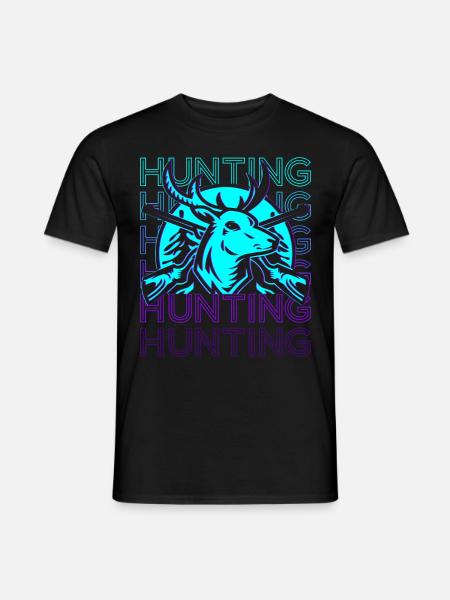 Red Deer Hunting Red Retro - Men's T-Shirt - black