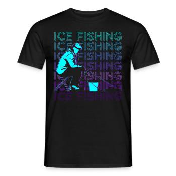 Eisfischen Fischer Retro - Männer T-Shirt - Schwarz - Vorne - AI Model Male 178 light (178cm)