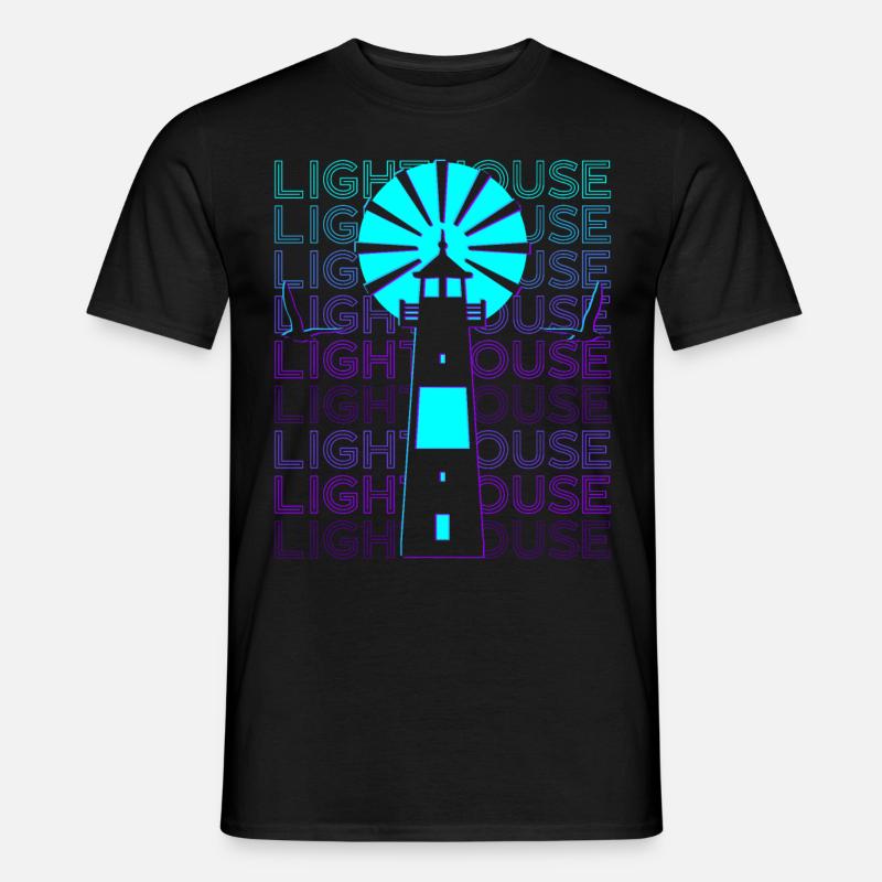 Leuchtturm Retro - Männer T-Shirt - Schwarz