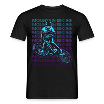 Mountain Biking MTB Biker Mountain Bike Retro - Men's T-Shirt - black - Front - AI Model Male 178 light (178cm)