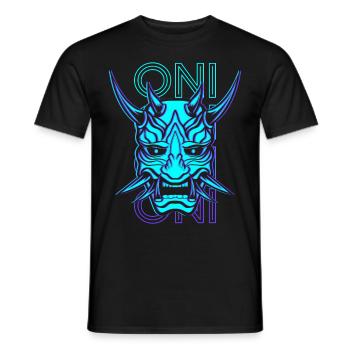 Oni Mask Japanese Yoaki Demon Mask Retro - Men's T-Shirt - black - Front - AI Model Male 178 light (178cm)