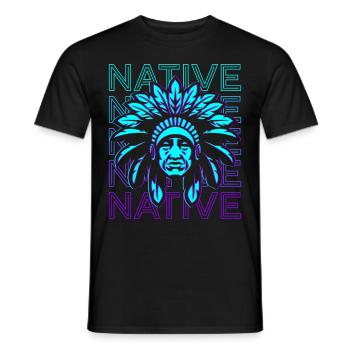 Indianer Retro - Männer T-Shirt - Schwarz - Vorne - AI Model Male 178 light (178cm)