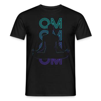 Om Yoga Méditation Bouddhisme Bouddhiste Rétro - T-shirt homme - noir - Devant - AI Model Male 178 light (178cm)