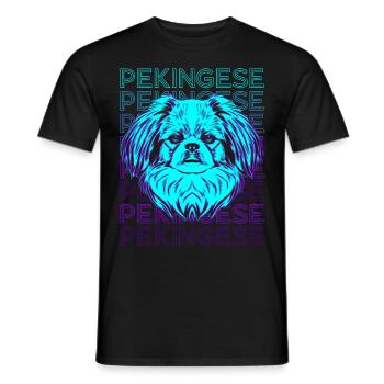 Pekinese Retro - Männer T-Shirt - Schwarz - Vorne - AI Model Male 178 light (178cm)