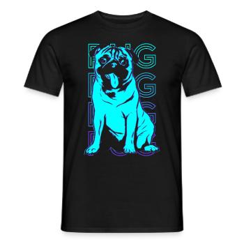 Mops Retro - Männer T-Shirt - Schwarz - Vorne - AI Model Male 178 light (178cm)