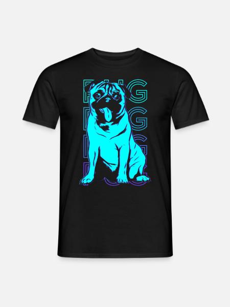 Mops Retro - Männer T-Shirt - Schwarz