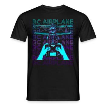 RC Airplane Drone Retro - Men's T-Shirt - black - Front - AI Model Male 178 light (178cm)
