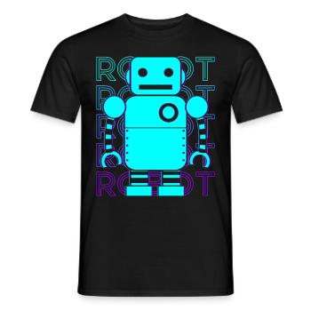 Robot Retro - Men's T-Shirt - black - Front - AI Model Male 178 light (178cm)