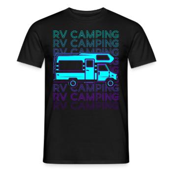 Wohnmobil Camping Wohnmobil Retro - Männer T-Shirt - Schwarz - Vorne - AI Model Male 178 light (178cm)