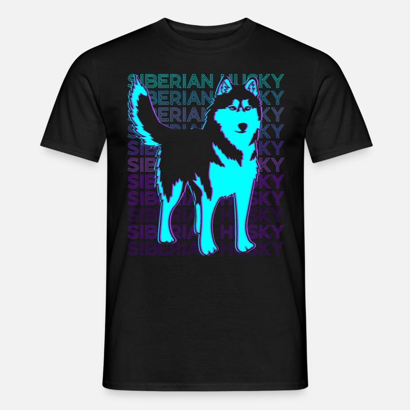 Siberian Husky Retro - Männer T-Shirt - Schwarz