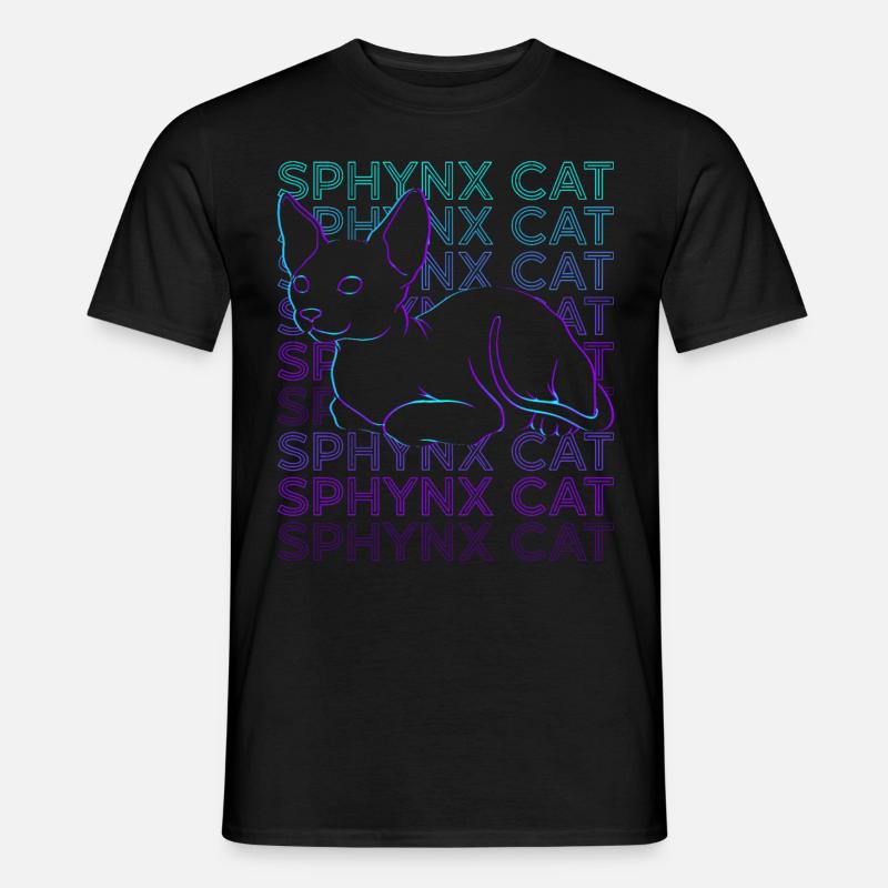 Sphynx Katze Retro - Männer T-Shirt - Schwarz