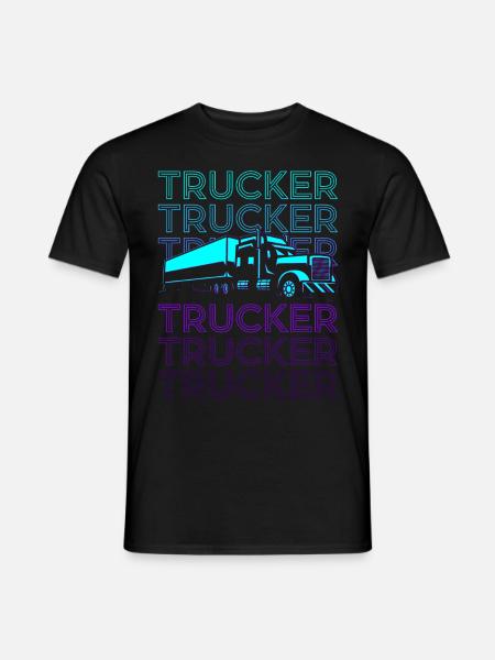 Trucker Lkw-Fahrer Retro - Männer T-Shirt - Schwarz