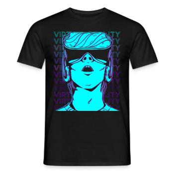 VR Virtual Reality Gamer Retro - Men's T-Shirt - black - Front - AI Model Male 178 light (178cm)