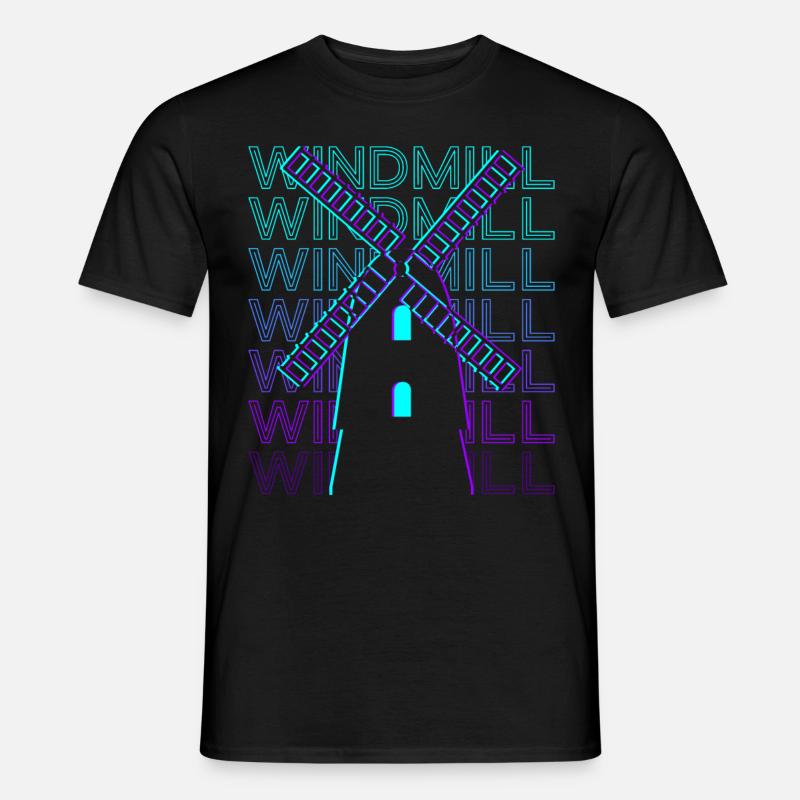 Windmühle Retro - Männer T-Shirt - Schwarz