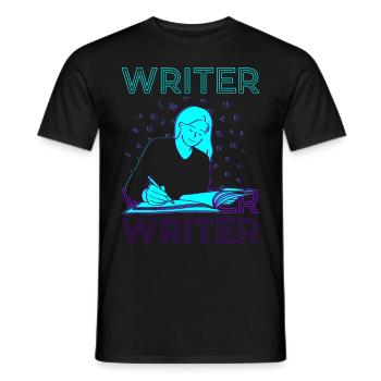 Autorin Autor Schreiben Retro - Männer T-Shirt - Schwarz - Vorne - AI Model Male 178 light (178cm)