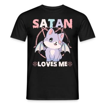 Lustiges Kult-Pastell-Goth-Katzen-Pentagramm - Männer T-Shirt - Schwarz - Vorne - AI Model Male 178 light (178cm)