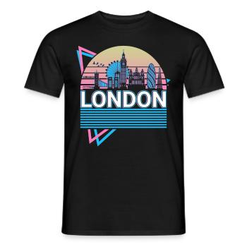 London City Skyline Cityscape Rétro - T-shirt homme - noir - Devant - AI Model Male 178 light (178cm)