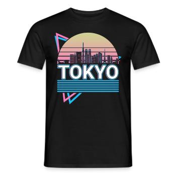 Tokyo City Skyline Cityscape Rétro - T-shirt homme - noir - Devant - AI Model Male 178 light (178cm)