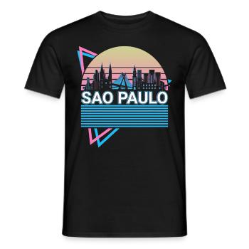 Sao Paulo City Skyline Cityscape Rétro - T-shirt homme - noir - Devant - AI Model Male 178 light (178cm)