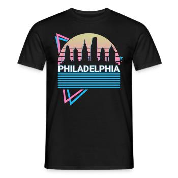 Philadelphie City Skyline Cityscape Rétro - T-shirt homme - noir - Devant - AI Model Male 178 light (178cm)