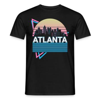 Atlanta City Skyline Cityscape Rétro - T-shirt homme - noir - Devant - AI Model Male 178 light (178cm)