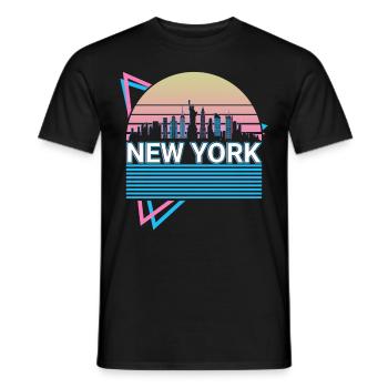 New York City Skyline Cityscape Rétro - T-shirt homme - noir - Devant - AI Model Male 178 light (178cm)