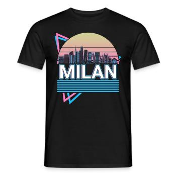 Milan City Skyline Cityscape Rétro - T-shirt homme - noir - Devant - AI Model Male 178 light (178cm)