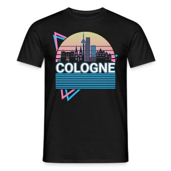 Cologne City Skyline Cityscape Rétro - T-shirt homme - noir - Devant - AI Model Male 178 light (178cm)