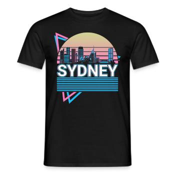 Sidney Stadt Skyline Stadtbild Retro - Männer T-Shirt - Schwarz - Vorne - AI Model Male 178 light (178cm)