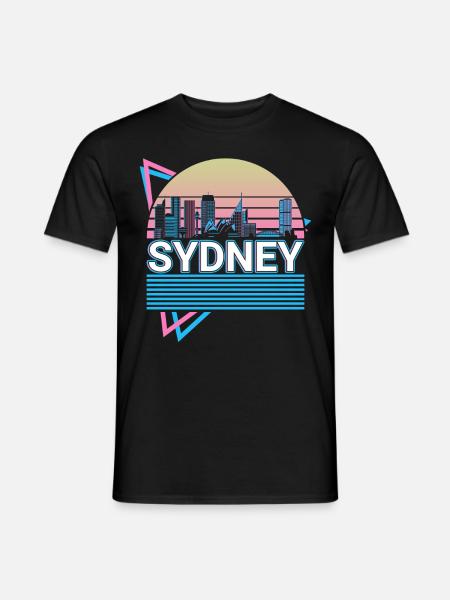 Sidney City Skyline Cityscape Retro - Men's T-Shirt - black