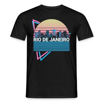 Rio de Janeiro City Skyline Cityscape Rétro - T-shirt homme - noir - Devant - AI Model Male 178 light (178cm)