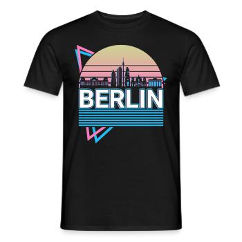 Berlin City Skyline Cityscape Rétro - T-shirt homme - noir - Devant - AI Model Male 178 light (178cm)