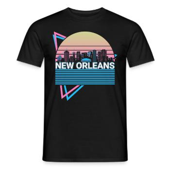 New Orleans City Skyline Cityscape Rétro - T-shirt homme - noir - Devant - AI Model Male 178 light (178cm)