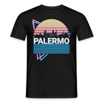 Palerme City Skyline Cityscape Rétro - T-shirt homme - noir - Devant - AI Model Male 178 light (178cm)