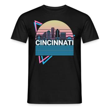 Cincinnati City Skyline Cityscape Rétro - T-shirt homme - noir - Devant - AI Model Male 178 light (178cm)