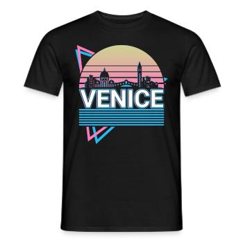 Venise City Skyline Cityscape Rétro - T-shirt homme - noir - Devant - AI Model Male 178 light (178cm)