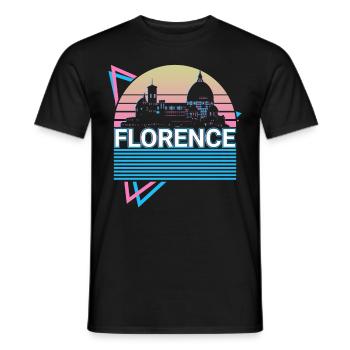 Florence City Skyline Cityscape Rétro - T-shirt homme - noir - Devant - AI Model Male 178 light (178cm)