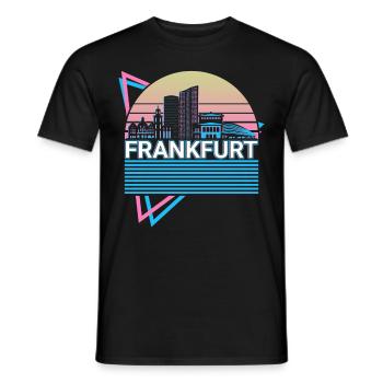 Frankfurt City Skyline Cityscape Rétro - T-shirt homme - noir - Devant - AI Model Male 178 light (178cm)