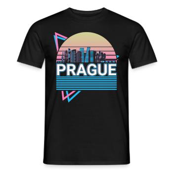 Praque City Skyline Paysage urbain Rétro - T-shirt homme - noir - Devant - AI Model Male 178 light (178cm)