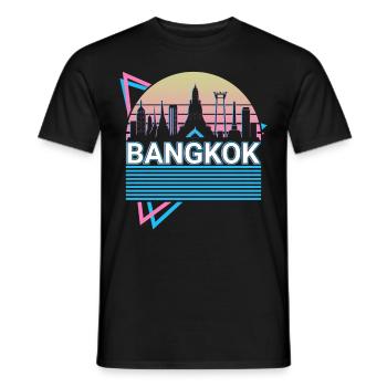 Bangkok City Skyline Cityscape Rétro - T-shirt homme - noir - Devant - AI Model Male 178 light (178cm)