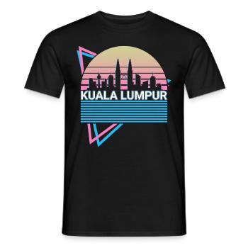 Kuala Lumpur Stadt Skyline Stadtbild Retro - Männer T-Shirt - Schwarz - Vorne - AI Model Male 178 light (178cm)
