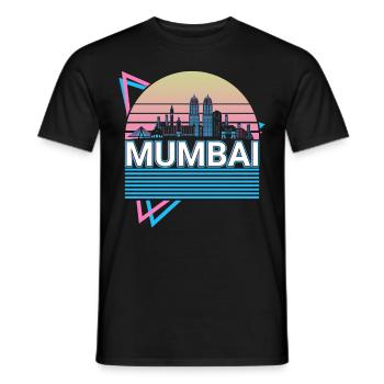 Mumbai Stadt Skyline Stadtbild Retro - Männer T-Shirt - Schwarz - Vorne - AI Model Male 178 light (178cm)