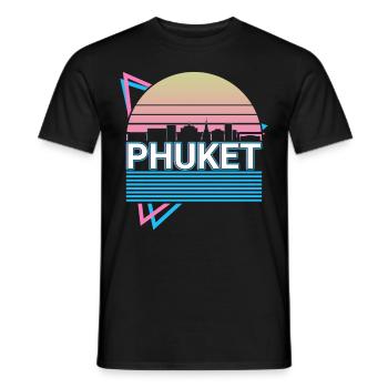 Phuket Stadt Skyline Stadtbild Retro - Männer T-Shirt - Schwarz - Vorne - AI Model Male 178 light (178cm)