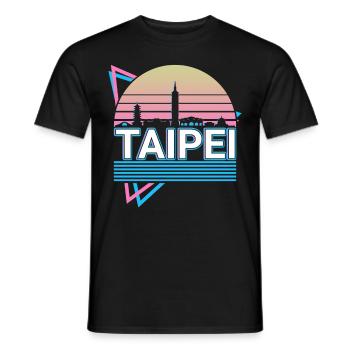 Taipei City Skyline Cityscape Rétro - T-shirt homme - noir - Devant - AI Model Male 178 light (178cm)