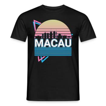 Macao City Skyline Cityscape Rétro - T-shirt homme - noir - Devant - AI Model Male 178 light (178cm)