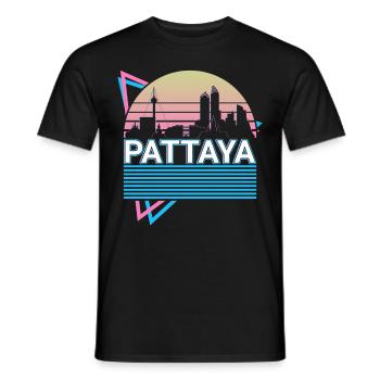 Pattaya City Skyline Cityscape Rétro - T-shirt homme - noir - Devant - AI Model Male 178 light (178cm)